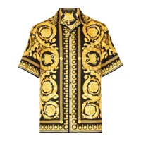 versace chemise en soie à imprimé barocco - jaune