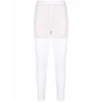 genny pantalon transparent en maille ajourée - blanc