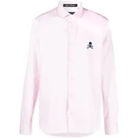 philipp plein chemise en coton à logo brodé - rose