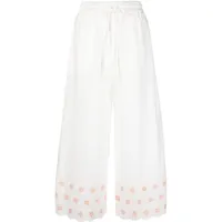 see by chloé pantalon taille-haute à bords festonnés - blanc