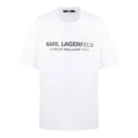 karl lagerfeld t-shirt à logo en cuir artificiel - blanc