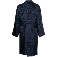 versace robe de chambre en soie à motif greca - bleu