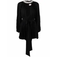 alexandre vauthier robe courte plissée à ornements en cristal - noir