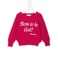 monnalisa pull born to be cool en maille - rose