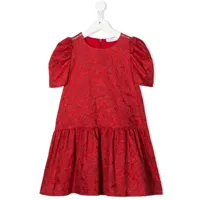 monnalisa robe mi-longue à motif de fleur en jacquard - rouge