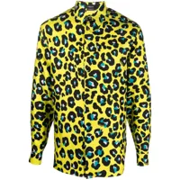 versace chemise à imprimé léopard - jaune