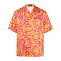 versace chemise en soie à imprimé barocco - orange