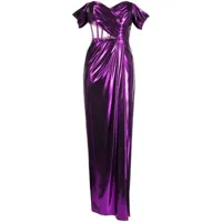 marchesa notte robe longue à effets métallisés - violet