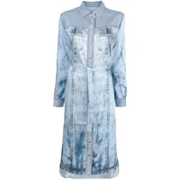 diesel robe-chemise en jean délavé - bleu