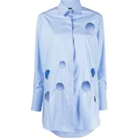 john richmond chemise rayée à découpes - bleu