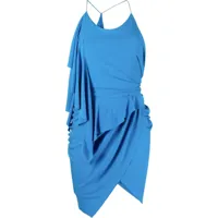 alexandre vauthier robe courte asymétrique à effet drapé - bleu