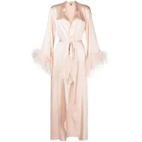gilda & pearl robe de chambre ornée de plumes - rose