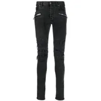 balmain jean skinny à bords francs - noir
