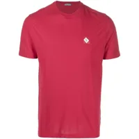zanone t-shirt en coton à patch logo - rouge