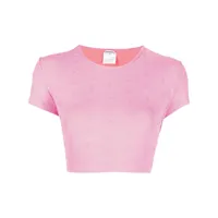 chanel pre-owned t-shirt crop à logo cc brodé (1997) - rose