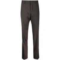 gucci pre-owned pantalon de tailleur slim à fines rayures (années 2000) - gris