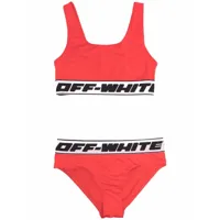 off-white kids bikini à bande logo - rouge