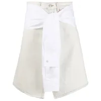 mm6 maison margiela jupe en jean en coton à détail noué - blanc