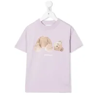 palm angels kids t-shirt à imprimé ourson - violet