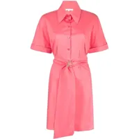 patrizia pepe robe-chemise à taille ceinturée - rose