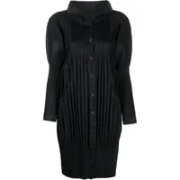 issey miyake pre-owned robe plissée pleats please à boutonnière (années 2000) - noir