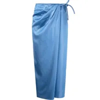 nanushka jupe portefeuille à coupe mi-longue - bleu