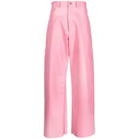 natasha zinko pantalon en cuir artificiel à poches cœur - rose