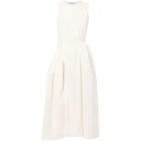 goen.j robe mi-longue asymétrique à design plissé - blanc