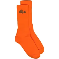 palm angels chaussettes en maille nervurée à motif ourson - orange