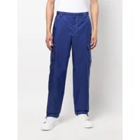 prada pantalon droit à plaque triangulaire - bleu