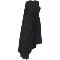 balenciaga robe plissée à ourlet plus long au dos - noir
