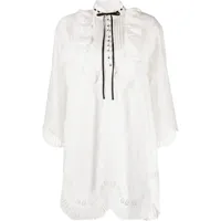zimmermann robe-chemise à fleurs en dentelle - blanc
