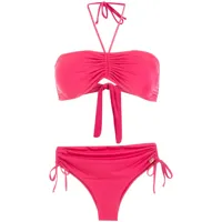 brigitte bikini bandeau gabriela à fronces - rose