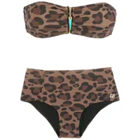 brigitte bikini bandeau à imprimé léopard - noir