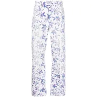 isabel marant pantalon droit à fleurs - blanc