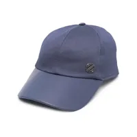 zegna casquette en coton à plaque logo - bleu