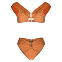 noire swimwear bikini à détails de boucles - orange