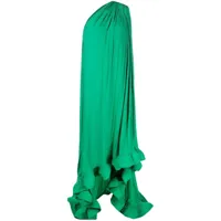 lanvin robe évasée à design à une épaule - vert