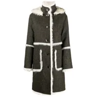 yves salomon manteau en laine à détails lainés - noir