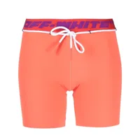 off-white short de sport à bande logo - orange