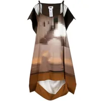 mm6 maison margiela robe drapée à design sans manches - marron
