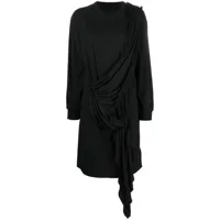 mm6 maison margiela robe-pull drapée à manches longues - noir