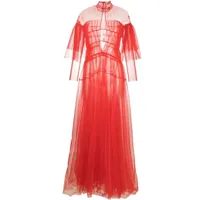 forte forte robe longue en tulle à effet de transparence - rouge