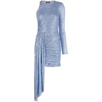 elisabetta franchi robe brodée de sequins à design asymétrique - bleu