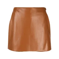 nanushka jupe-short portefeuille en cuir artificiel - marron