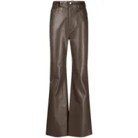 nanushka pantalon droit en cuir recyclé - marron