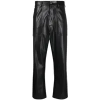 nanushka pantalon droit en cuir artificiel - noir