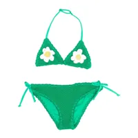 mc2 saint barth kids bikini triangle à fleurs - vert