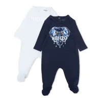 kenzo kids lot de 2 pyjamas à logo imprimé - bleu