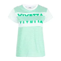 vivetta t-shirt rayé à logo imprimé - vert